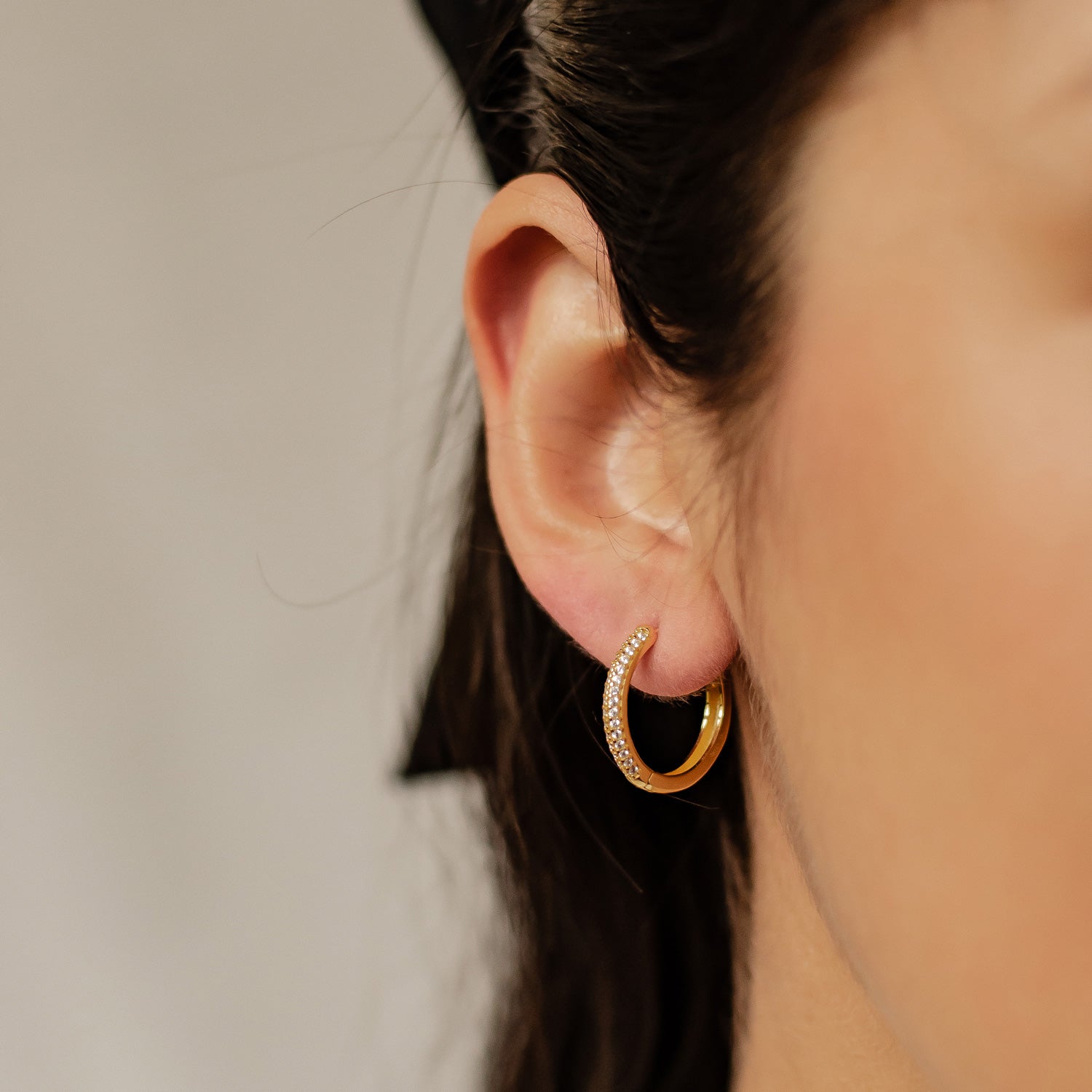 Boucles d’Oreilles Créoles Pierre Claire Double Sterling Argent